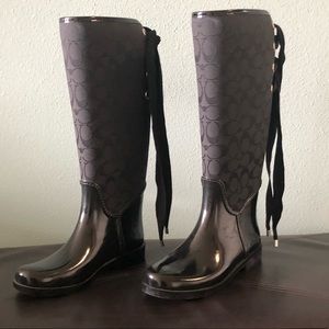 Coach lace up rain boots